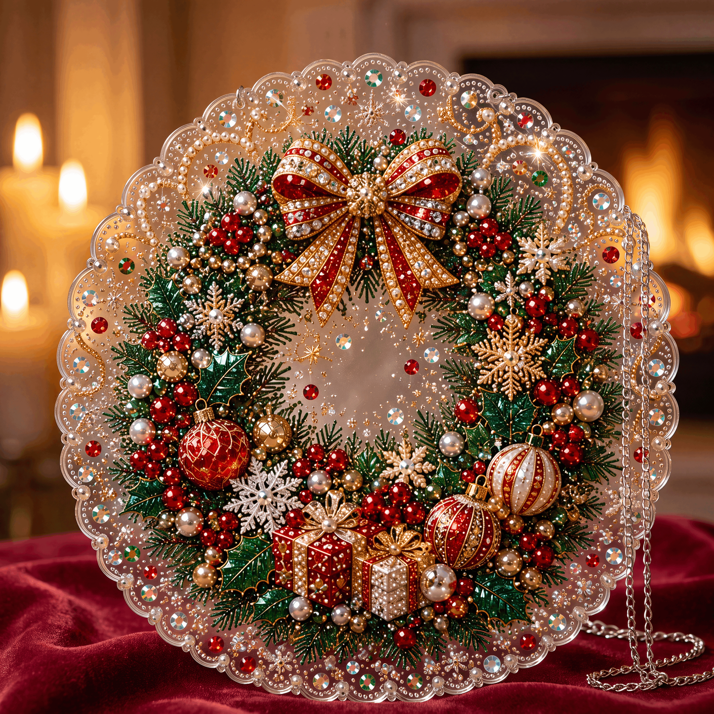 ✨ Christmas Pearl Diamond Art Hanging Ornament Kit | Luxury Flocked Canvas with Scratch-Resistant Non-Fading Pearl Beads DIY Handmade Holiday Hanging Decor 🎅💎