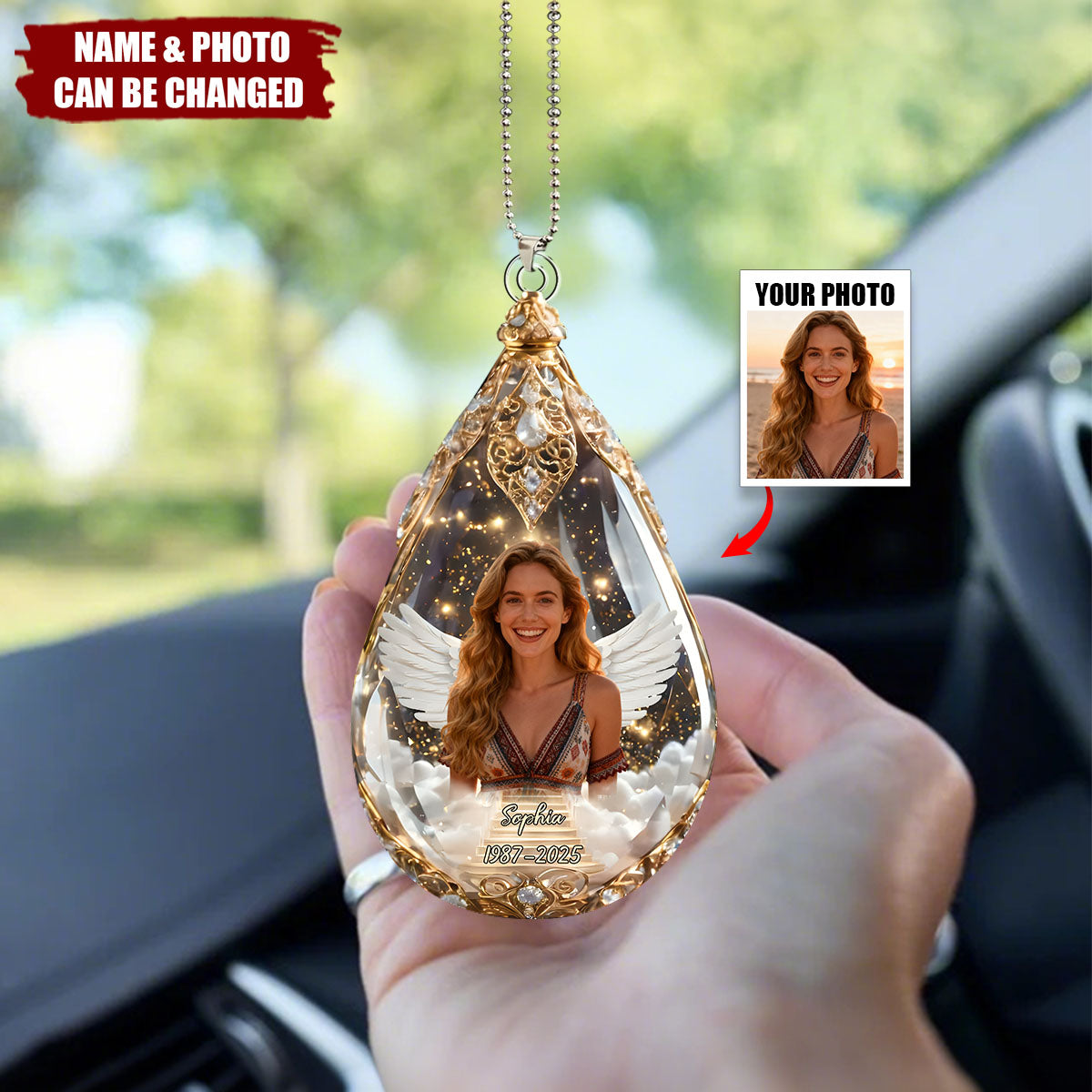Custom Photo Car Ornament - Personalized Christmas Memorial Sympathy Gifts