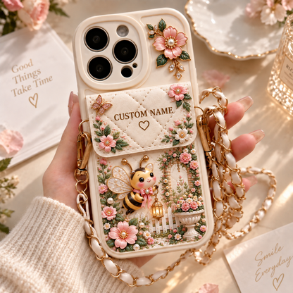 🌸 Personalized Garden Phone Case – Custom Name Floral Crossbody Case