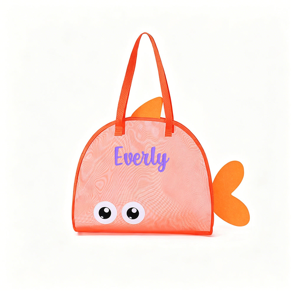 Personalized Embroidered Kid Mesh Fish-Shaped Beach Bag