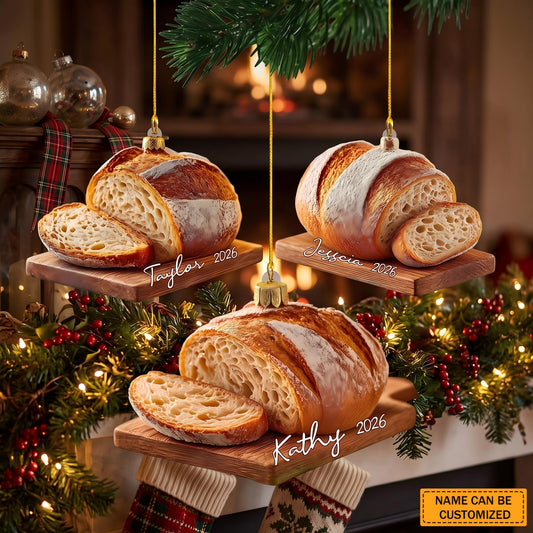 Personalized Sourdough Bread Ornament, Rustic  Acrylic Christmas Gift