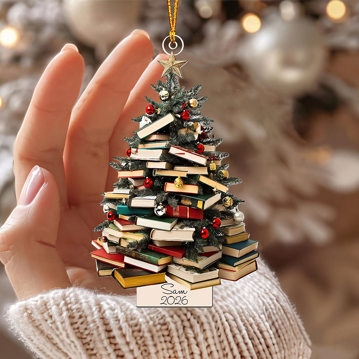Personalized Book Lover Christmas Tree Ornament