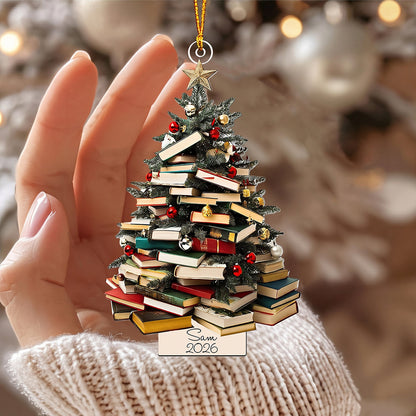 Personalized Book Lover Christmas Tree Ornament