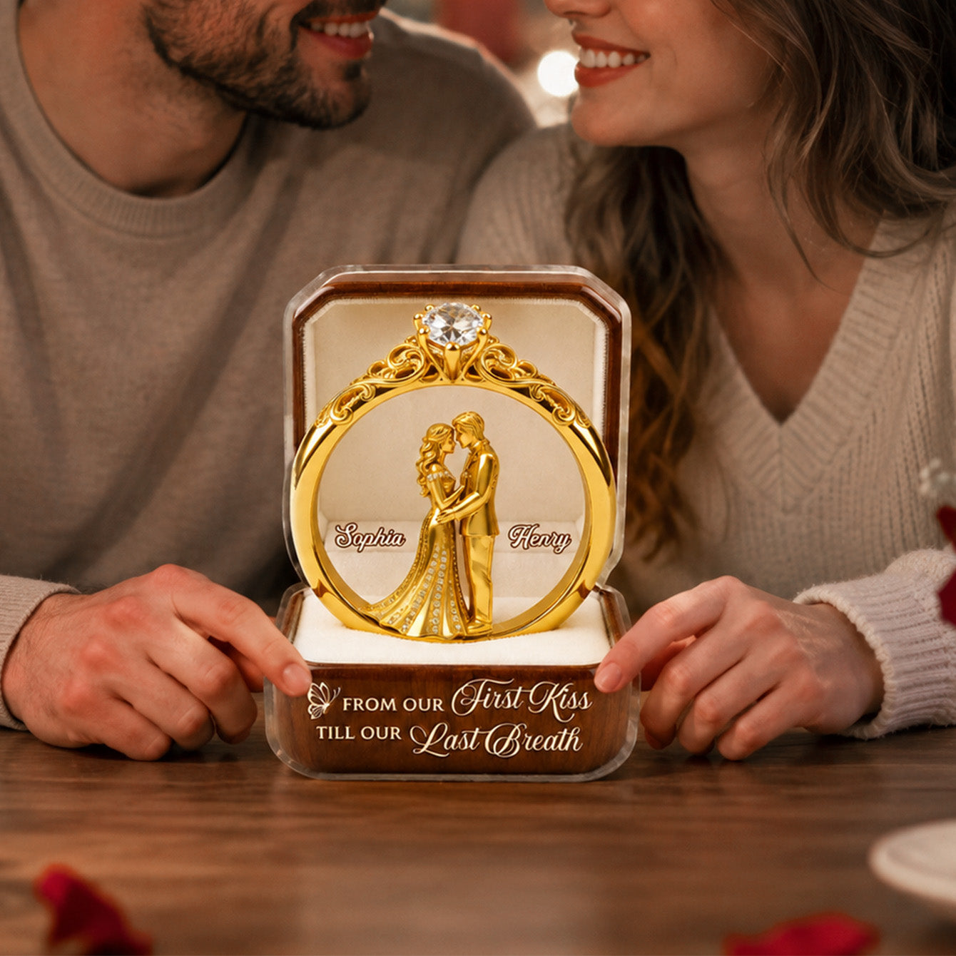 From Our First Kiss Till Our Last Breath - Personalized Custom Shape Acrylic Plaque - Romantic Keepsake Gift For Husband And Wife