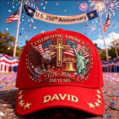 Eagle & Liberty & Cross - Personalized United States 250th Anniversary Classic Cap