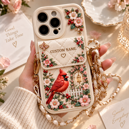 🌸 Personalized Garden Phone Case – Custom Name Floral Crossbody Case