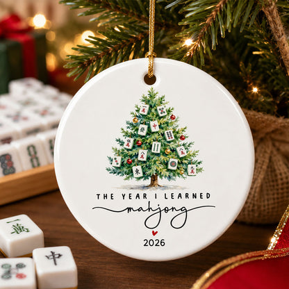 The Year I Learned Mahjong - Personalized Ceramic Ornament - Christmas Gift for Mahjong Club, Funny Mahjong Group Gift