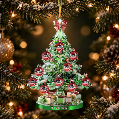 Crystal Christmas Family Tree Personalized Ornament