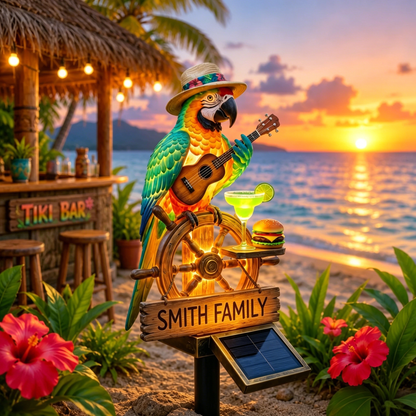 🌴 Personalized Solar-Powered Parrot Garden Light – “Wastin' Away Again”