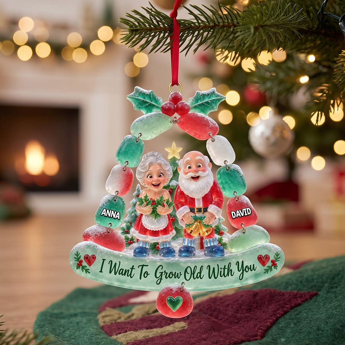 Mischievous Old Couple Acrylic Ornament - Personalized Gift For Couples