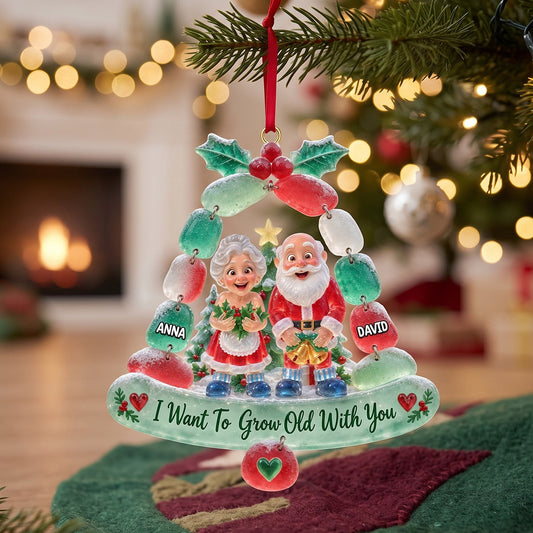 Mischievous Old Couple Acrylic Ornament - Personalized Gift For Couples