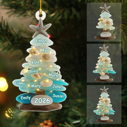 Personalized Sea Glass Christmas Tree Ornament, Beach Keepsake Gift