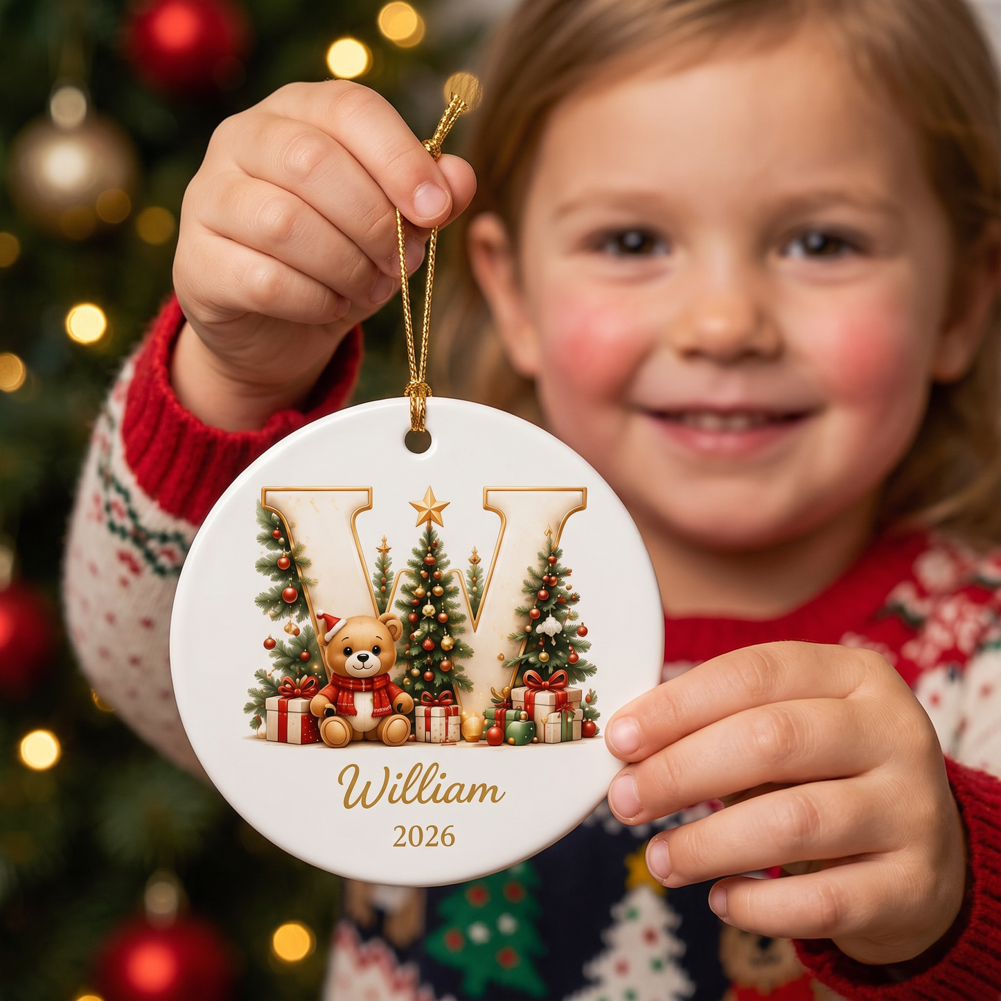 Personalized Reindeer Letter Ornament -Custom Initial A–Z Christmas Keepsake