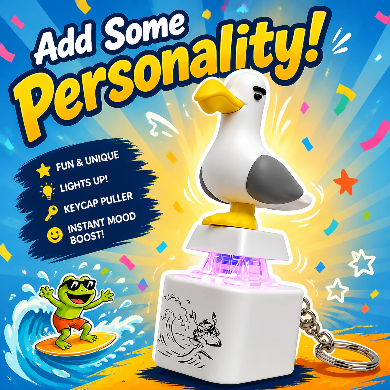 Button Keychain-Real Sound & LED Light, Funny Interactive Gift for Friends & Family