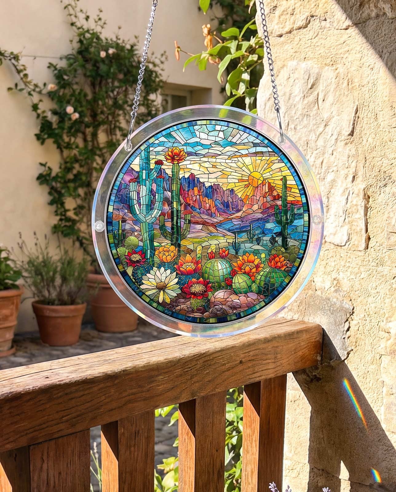 Acrylic Jigsaw Puzzle Suncatcher - Desert Sunrise
