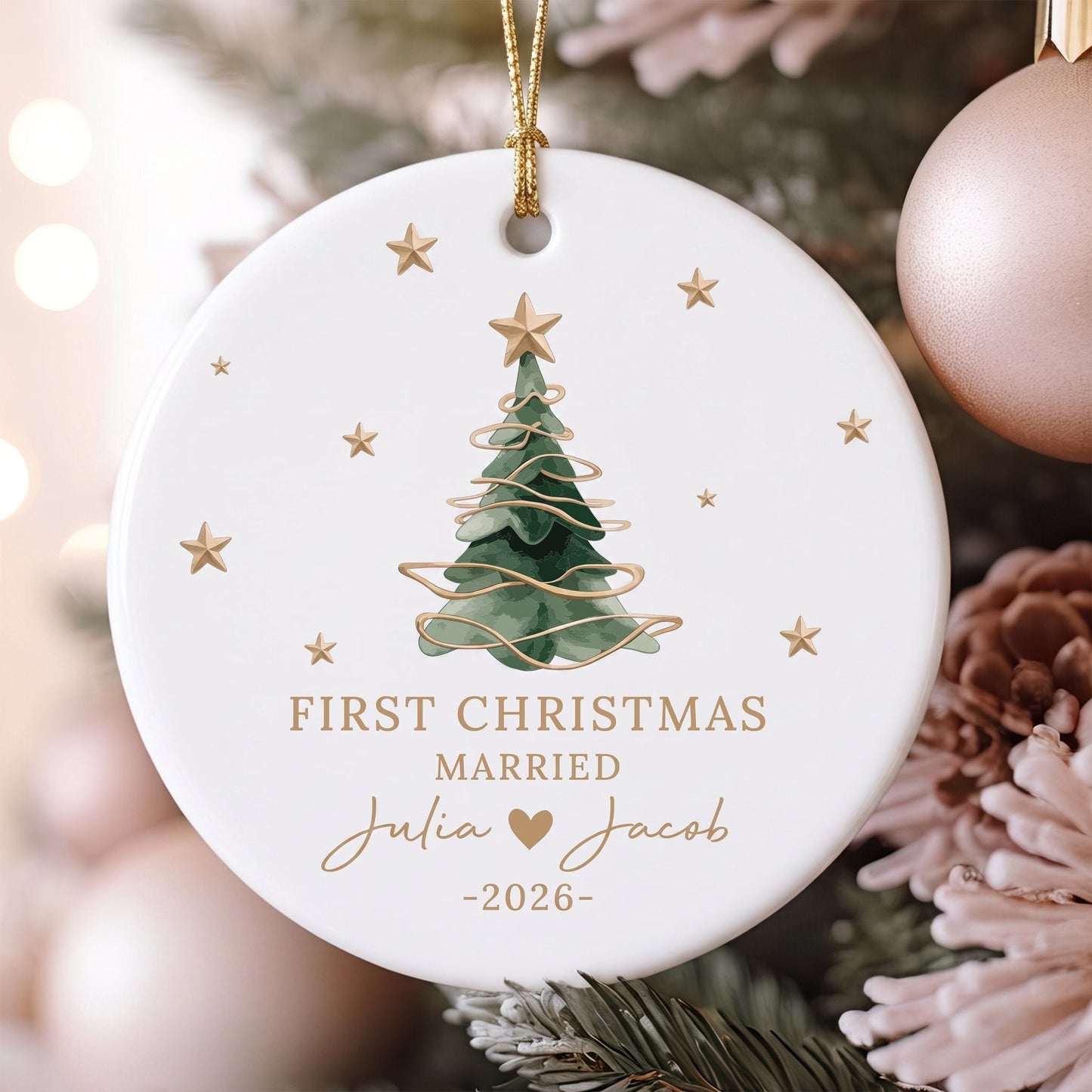Personalized First Christmas Married Date Ornament