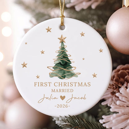 Personalized First Christmas Married Date Ornament