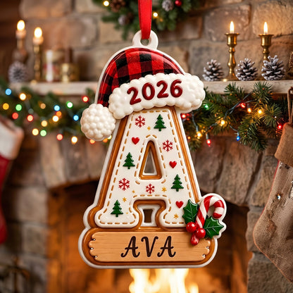 🎄 Personalized Initial Christmas 3D Relief Ornament