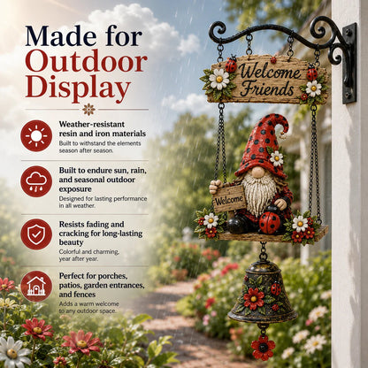 🔥50% OFF TODAY ONLY – Rustic Garden Gnome Bell Outdoor Decor 🐞🌼