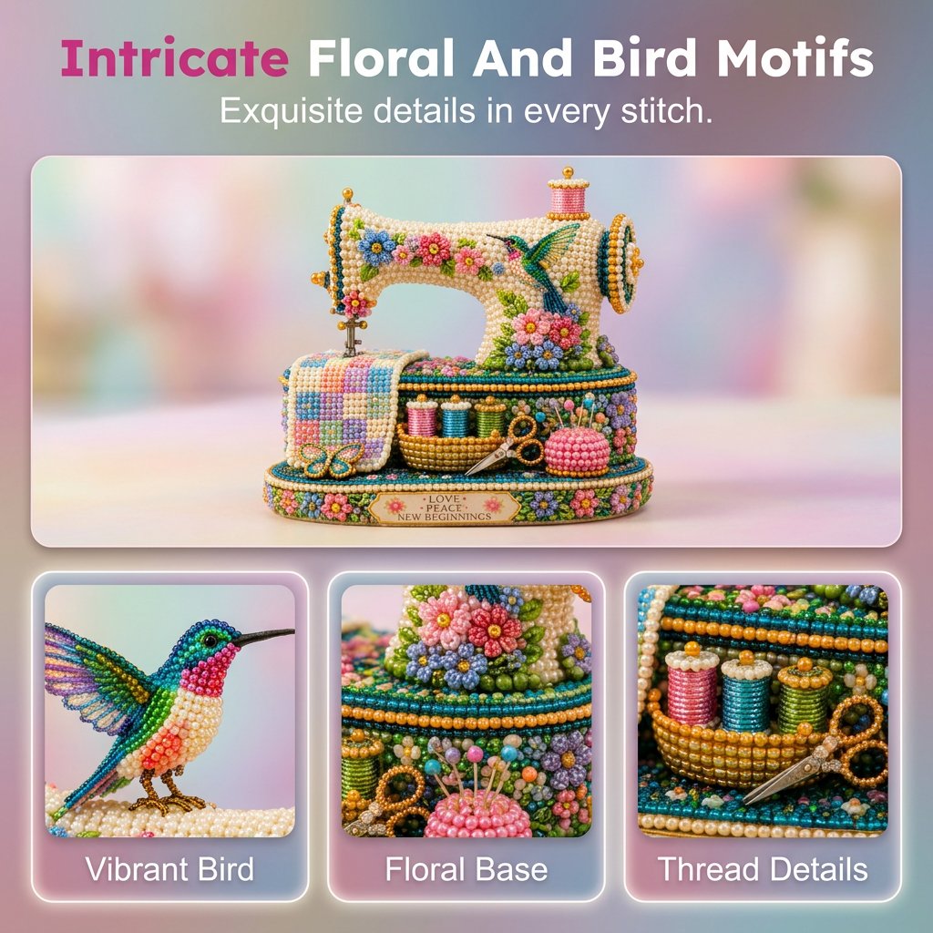 🐦🌸 Spring Hummingbird Sewing Machine DIY Kit 🧵 3D Spring Keepsake Edition💐