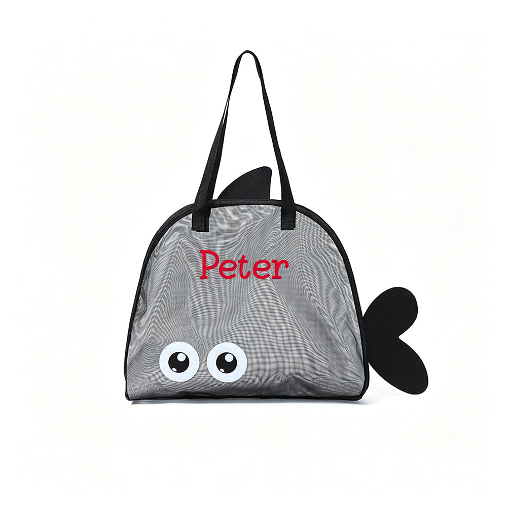 Personalized Embroidered Kid Mesh Fish-Shaped Beach Bag