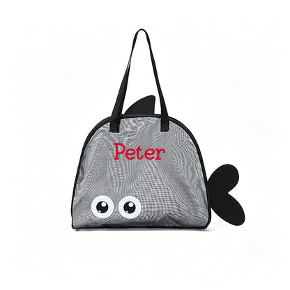 Personalized Embroidered Kid Mesh Fish-Shaped Beach Bag