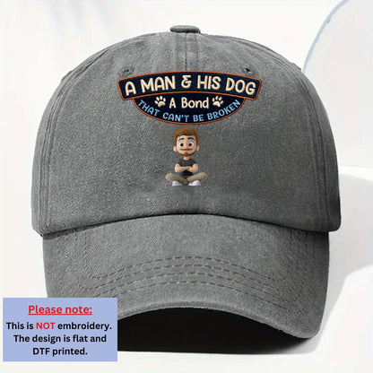Alpha And His Dog - Personalized Custom Vintage Washed Denim Cap