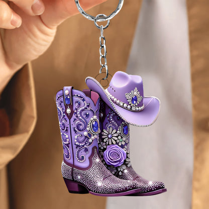 Cowgirl Boots - Personalized Acrylic Keychain