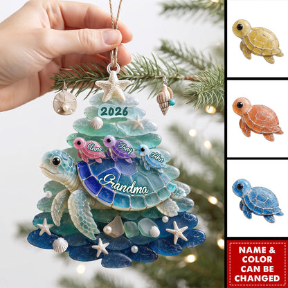 Turtle Grandma Acrylic Ornament - Personalized Gifts For Christmas