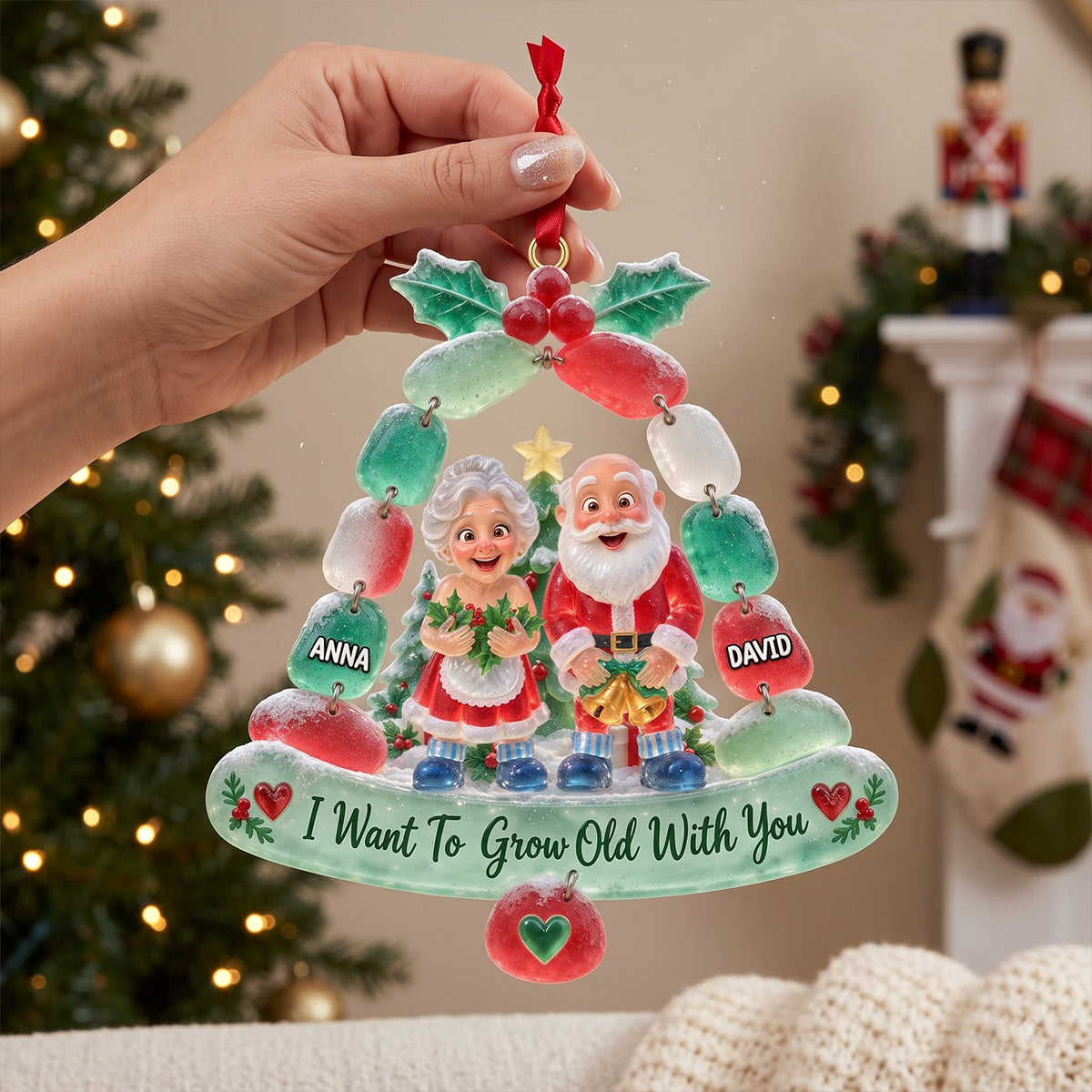 Mischievous Old Couple Acrylic Ornament - Personalized Gift For Couples