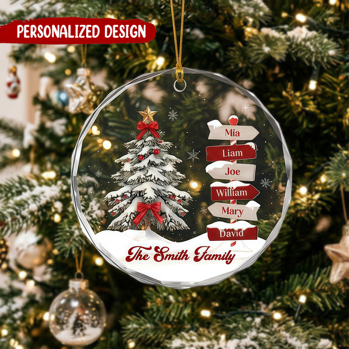 Personalized Family Glass Christmas Ornament