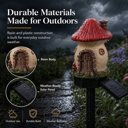 🍄Solar Fairy Tale Mushroom Cottage Garden Light – Whimsical Warm Glow for Paths, Patios & Flower Beds🌙(Buy More Save More)