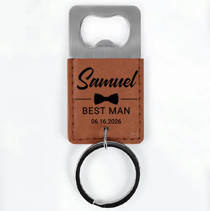 Beer Bottle Opener Wedding Gift For Groomsman, Best Man - Personalized Keychain