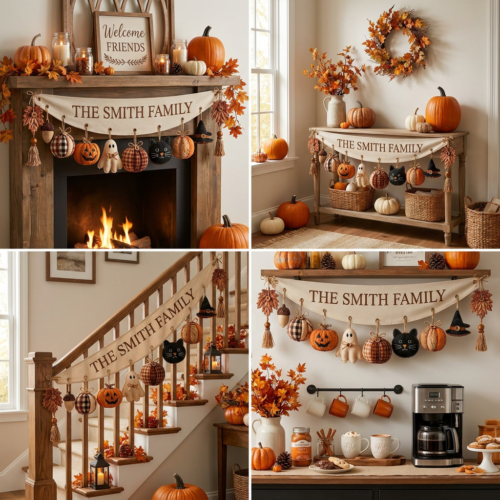 Custom Family Name Cozy Fall Fabric Garland