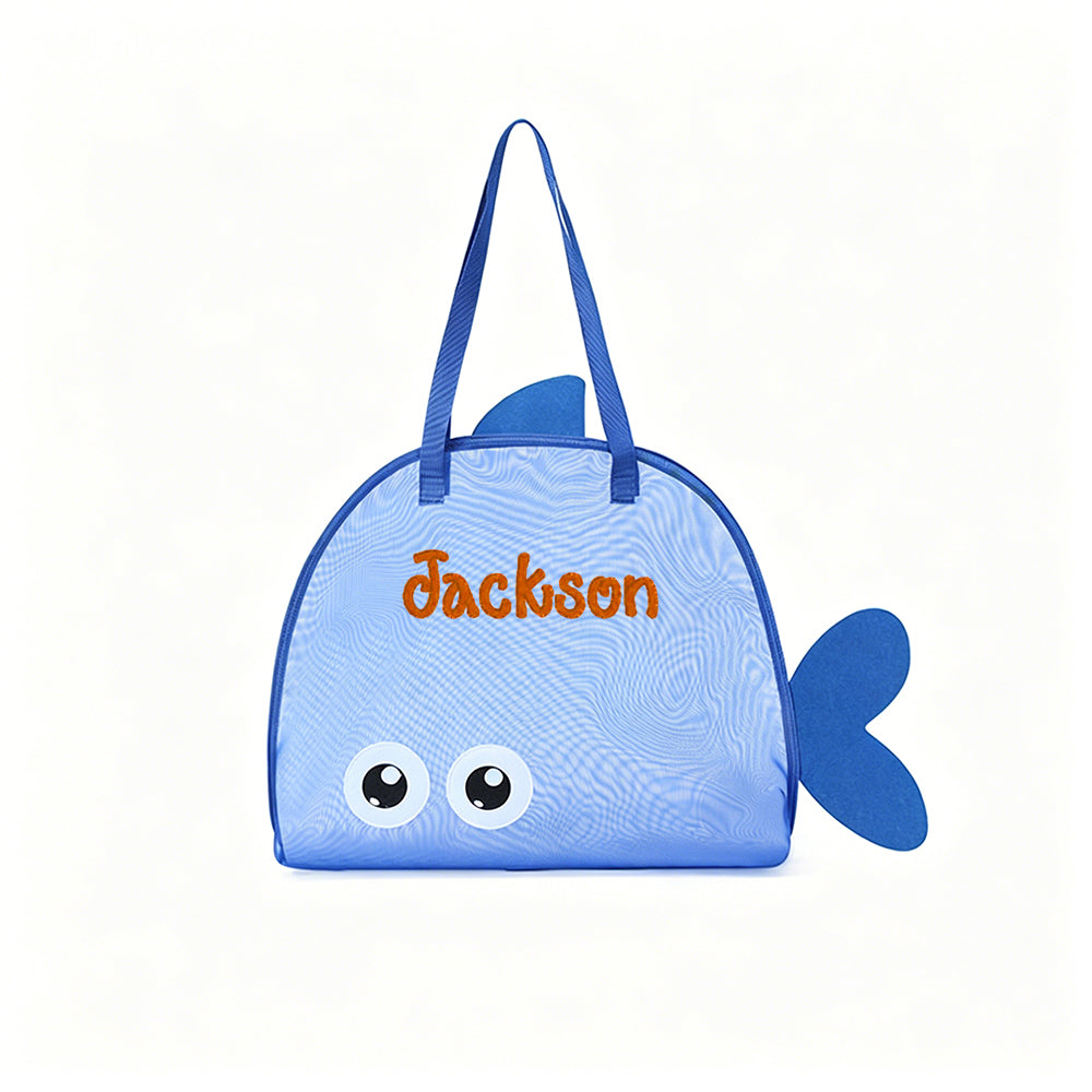 Personalized Embroidered Kid Mesh Fish-Shaped Beach Bag