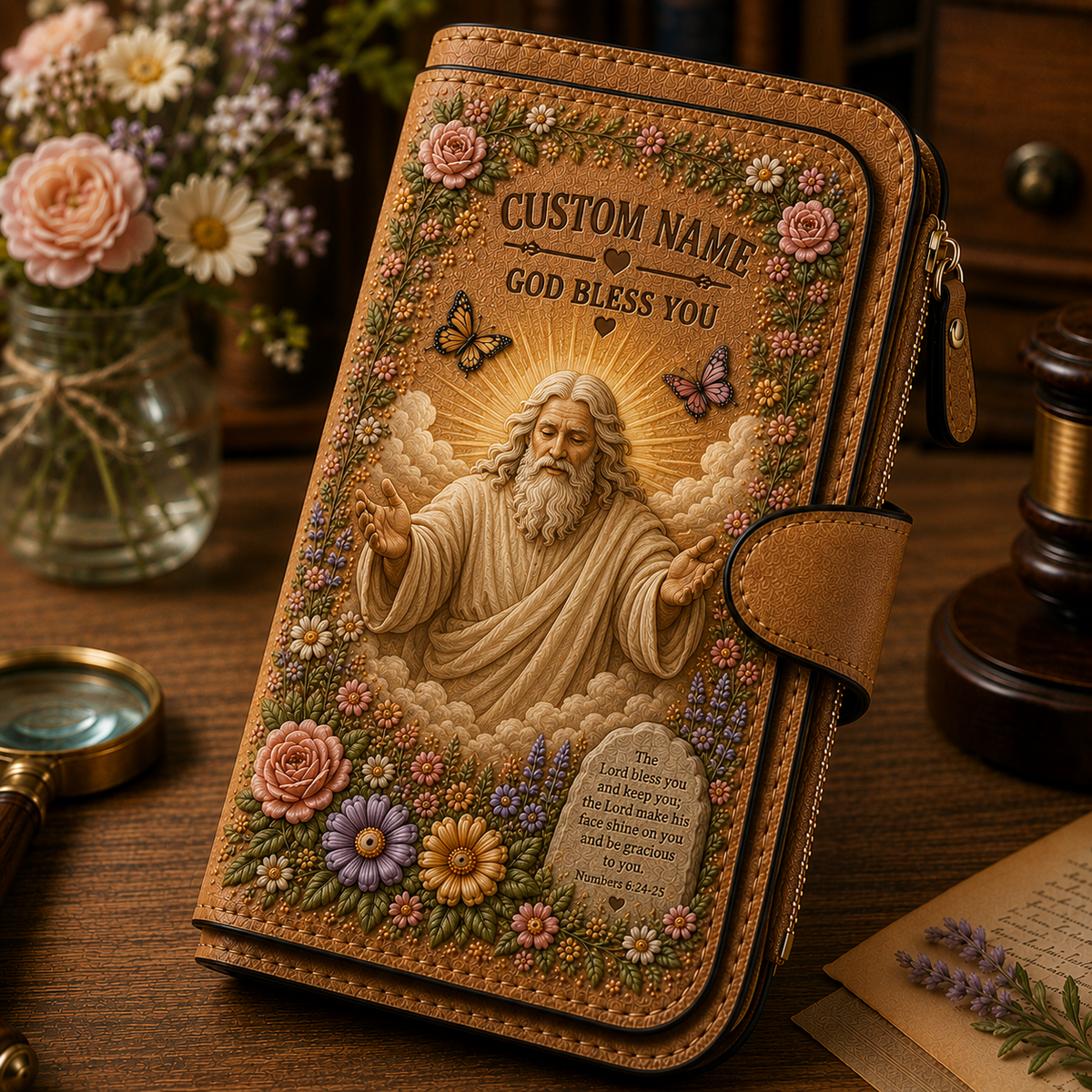 🙏 Personalized Faith Wallet – Custom Name Christian Scripture Wallet
