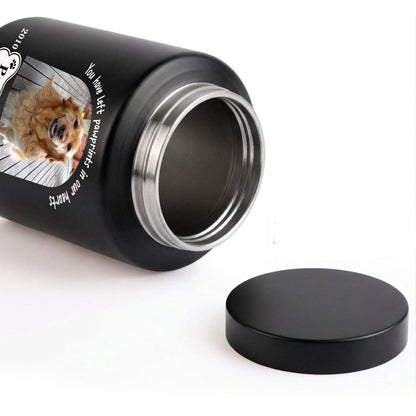 Custom Dog Urn for Ashes with Arch Photo-Personalized Pet Cremation Urn,Stainless Steel Large Pet Ashes Jar