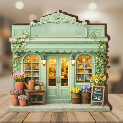 Personalized Flower Shop Wooden Block
