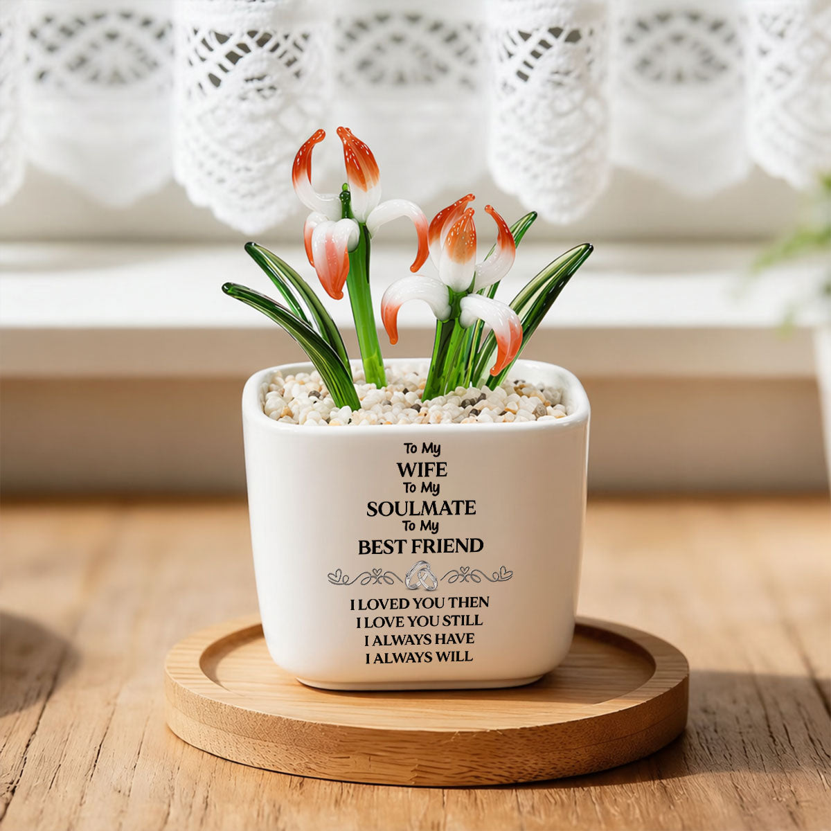 To My Wife Soulmate Best Friend - Personalized Custom Glass Birth Month Flower