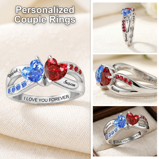 I Love You Forever - Personalized Heart Birthstone Promise Ring