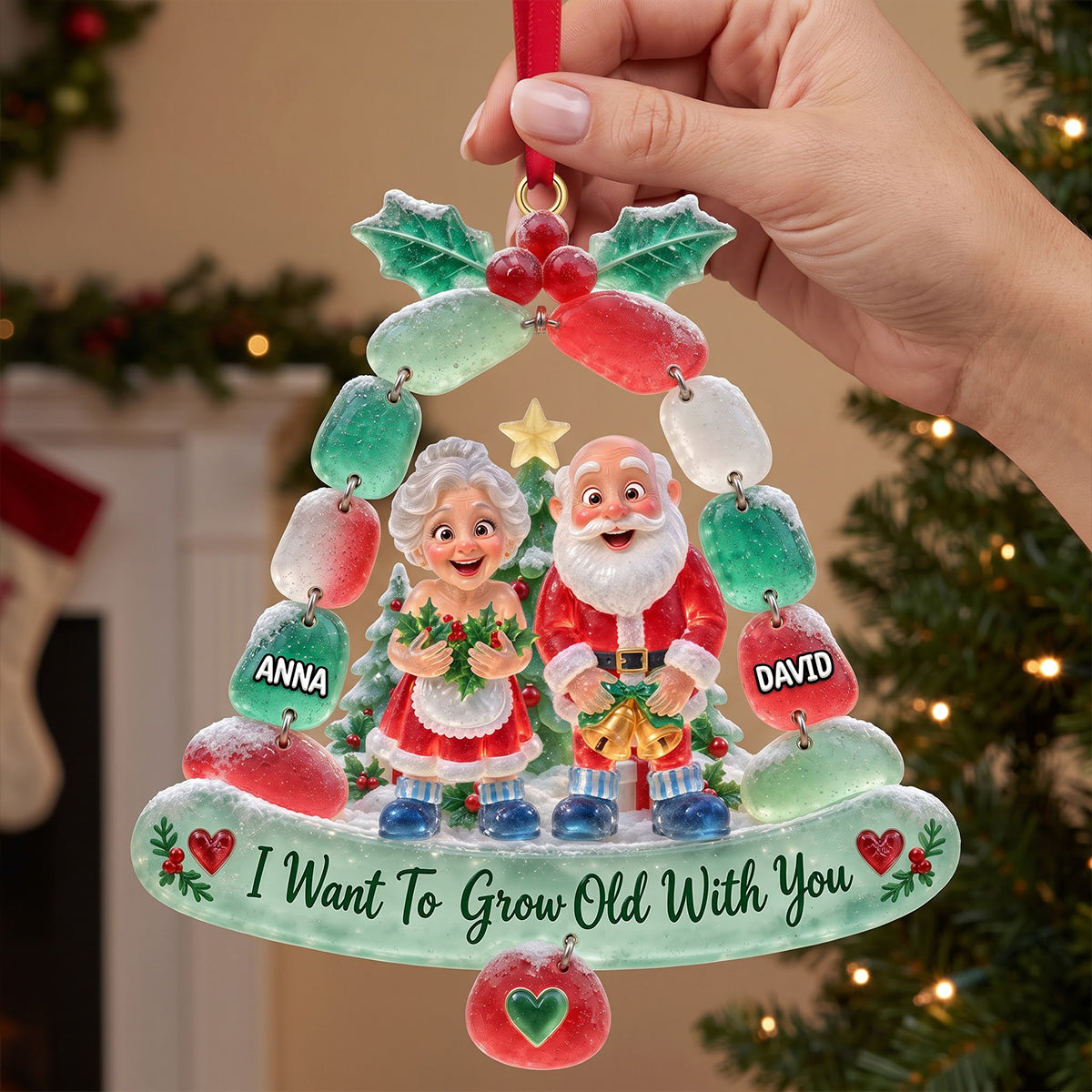 Mischievous Old Couple Acrylic Ornament - Personalized Gift For Couples