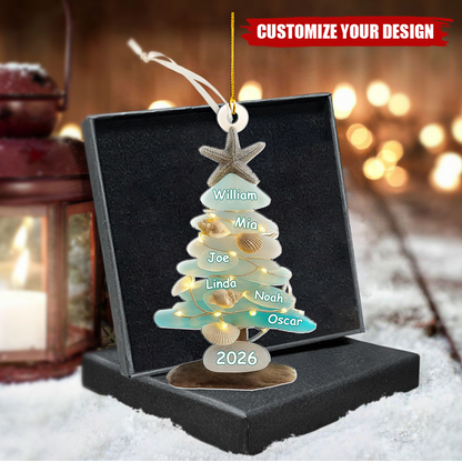 Personalized Sea Glass Christmas Tree Ornament, Beach Keepsake Gift