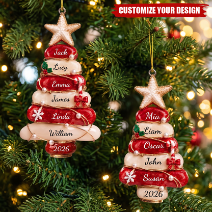 Personalized Sea Glass Stack Christmas Ornament-Custom Family Name Gift