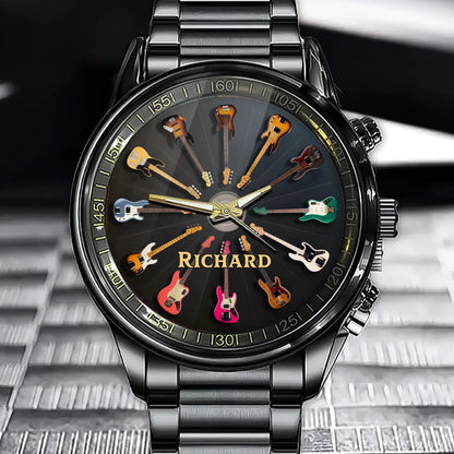 Personalized Rock Around the Clock Guitar Watch for Music Lovers