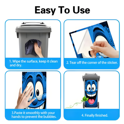 Funny Face Trash Can Sticker - Self-Adhesive Kitchen Bin Decal For Home Decor