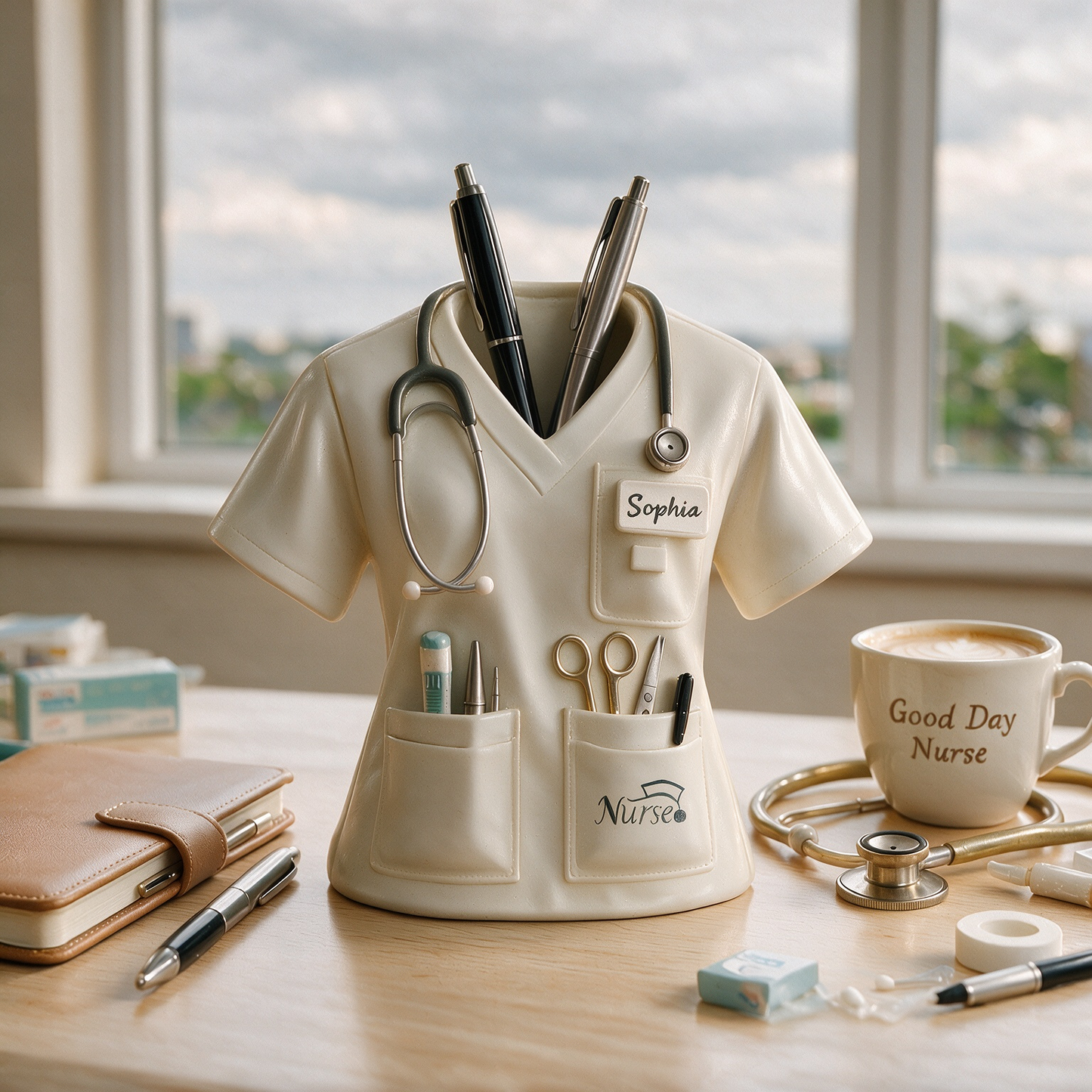 Nurse Uniform Pen Stand with Name Customization