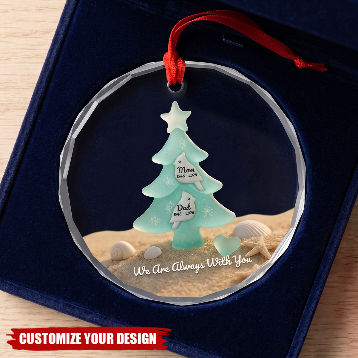 Personalized Memorial Sea Glass Tree Ornament