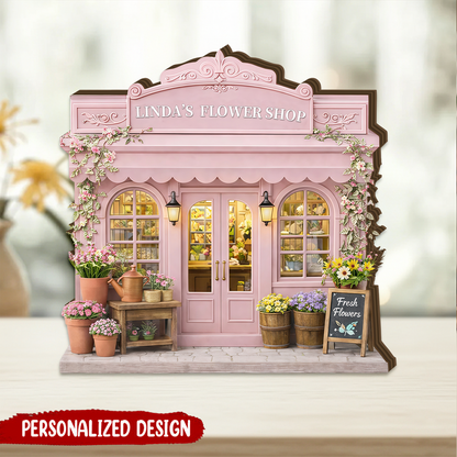 Personalized Flower Shop Wooden Block