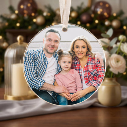 Personalized Family Photo Crystal Ornament, Custom Glass Christmas Ornament, Family Name Ornament, Christmas Keepsake, Family Gift 2026