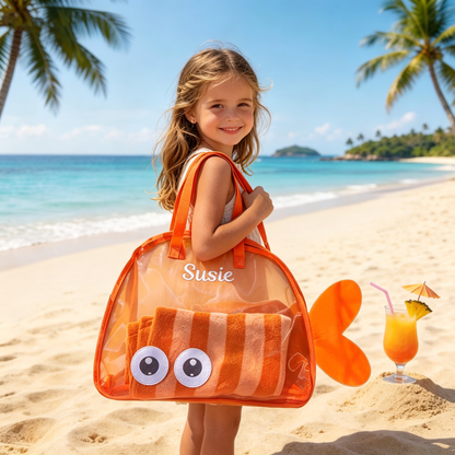 Personalized Embroidered Kid Mesh Fish-Shaped Beach Bag